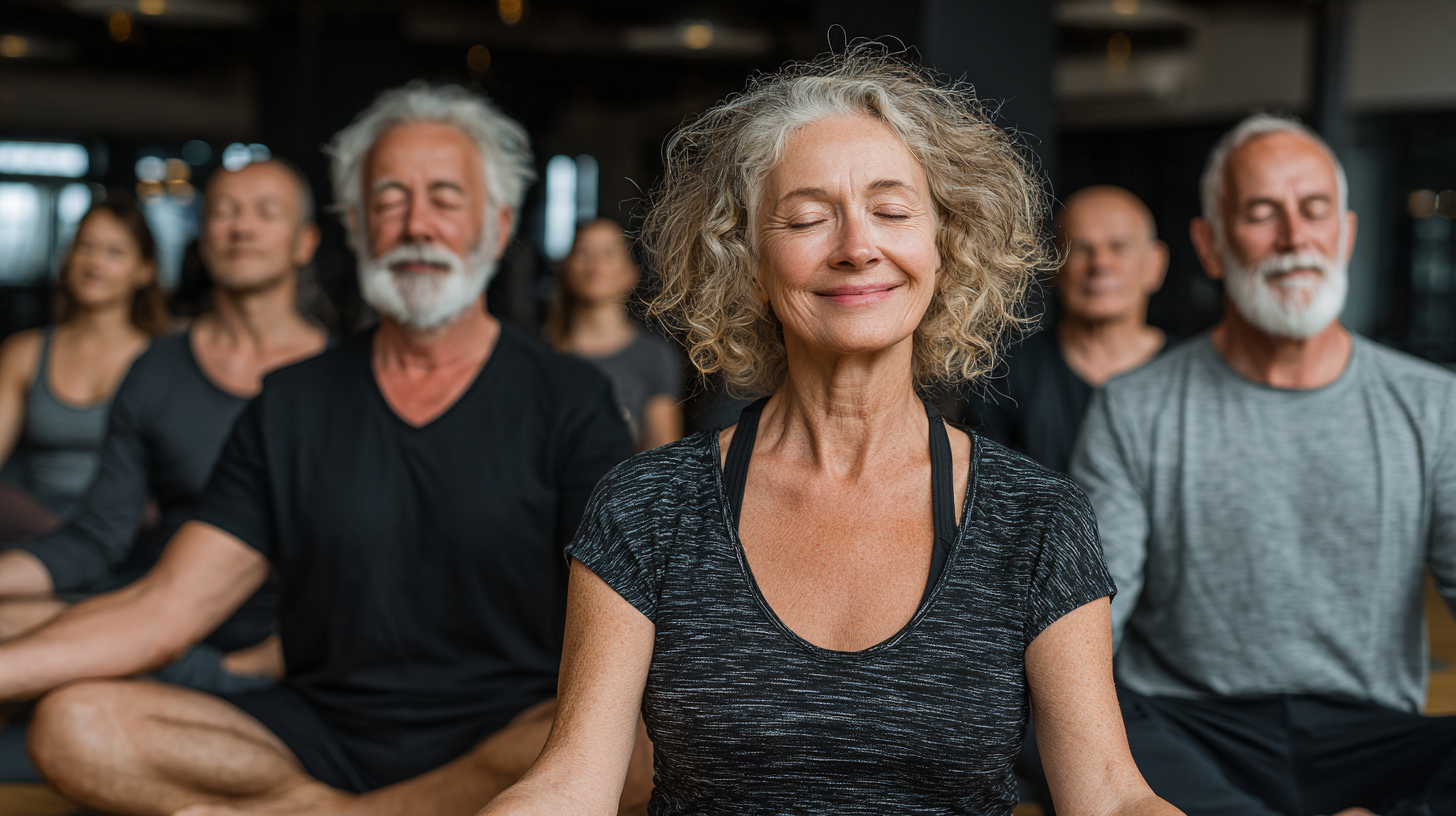 Групове заняття йоги на природі